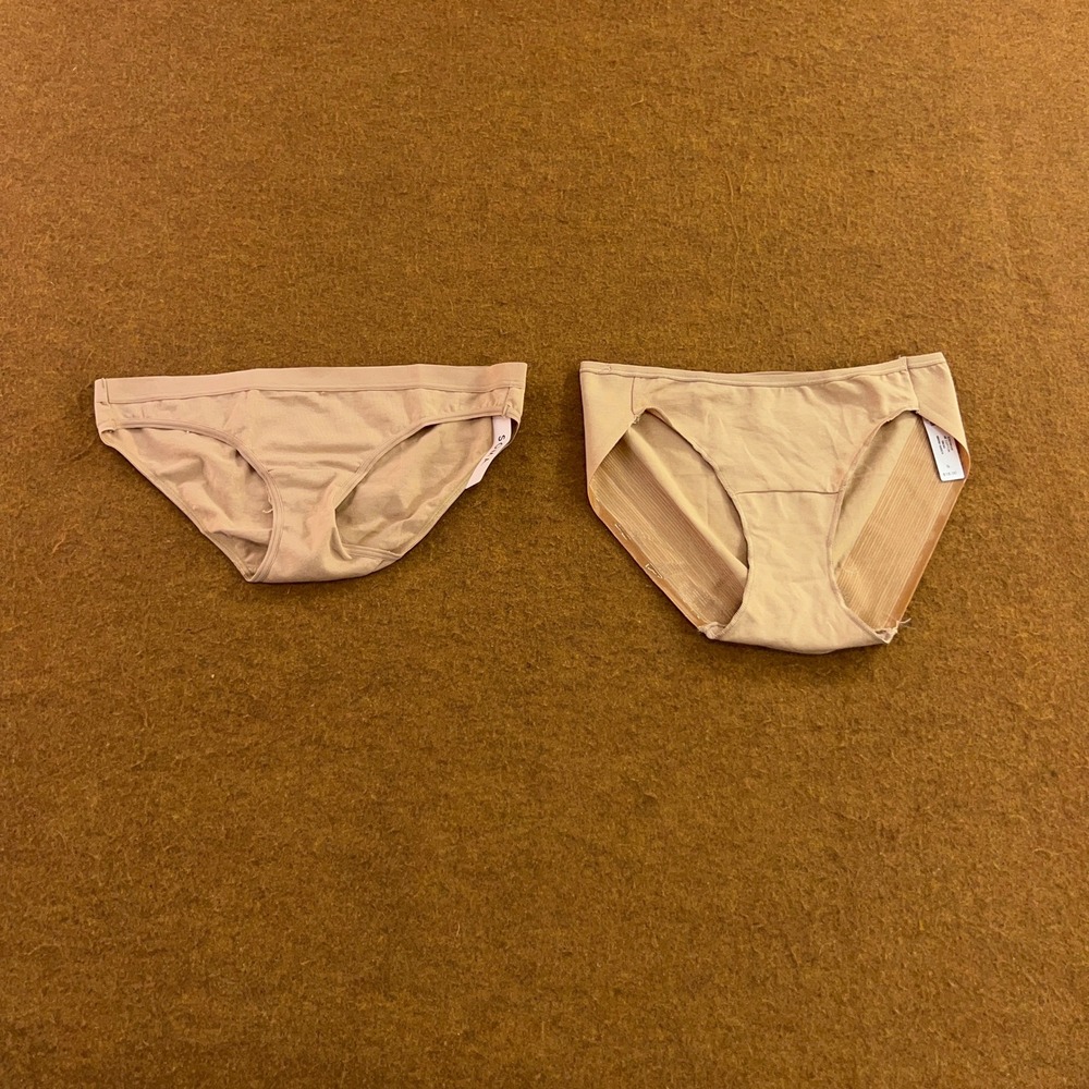 Soma Womens Small Tan Warm Amber Cotton Modal Vanishing Edge Bikini Panty 2 Pack